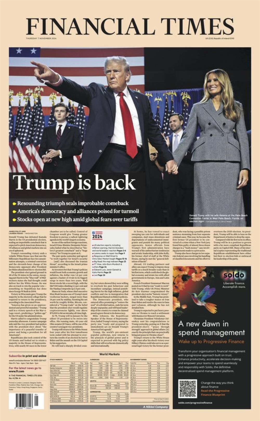 Εκλογή Τραμπ - Financial Times - Βρετανικός Τύπος Εκλογή Τραμπ - Financial Times - Βρετανικός Τύπος