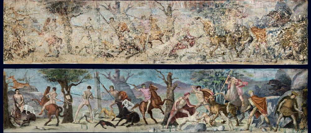 Βεργίνα - Τοιχογραφία - Κυνήγι - ζωφόρος - Φίλιππος Β - Αιγές