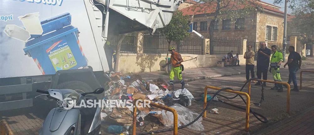 απορριματοφόρο φωτιά Χανιά απορριματοφόρο φωτιά Χανιά